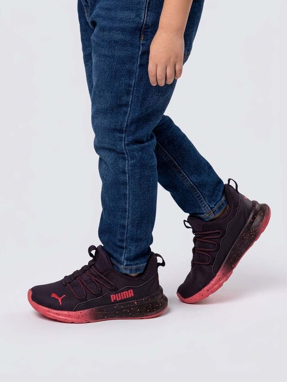 PUMA Softride One4All Gradient Kids Sneakers Black Red